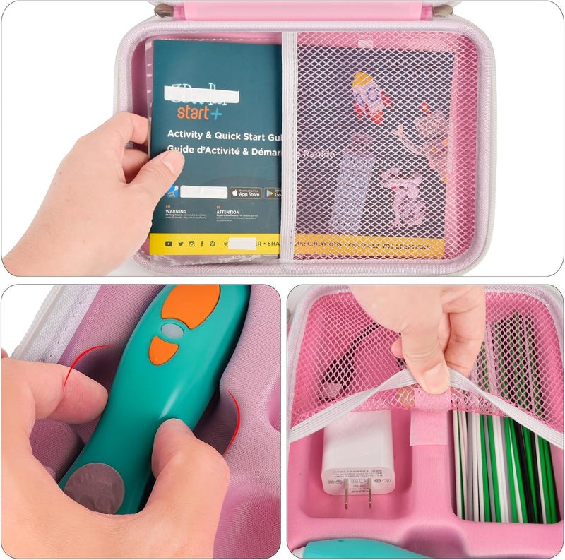 casmilee Case Compatible with 3Doodler Start+ Essentials 3D Pen Set for Kids, Art Activity Set Storage for Educational STEM Toy, Hold Plastic Filaments Strands- Pink - Image 5